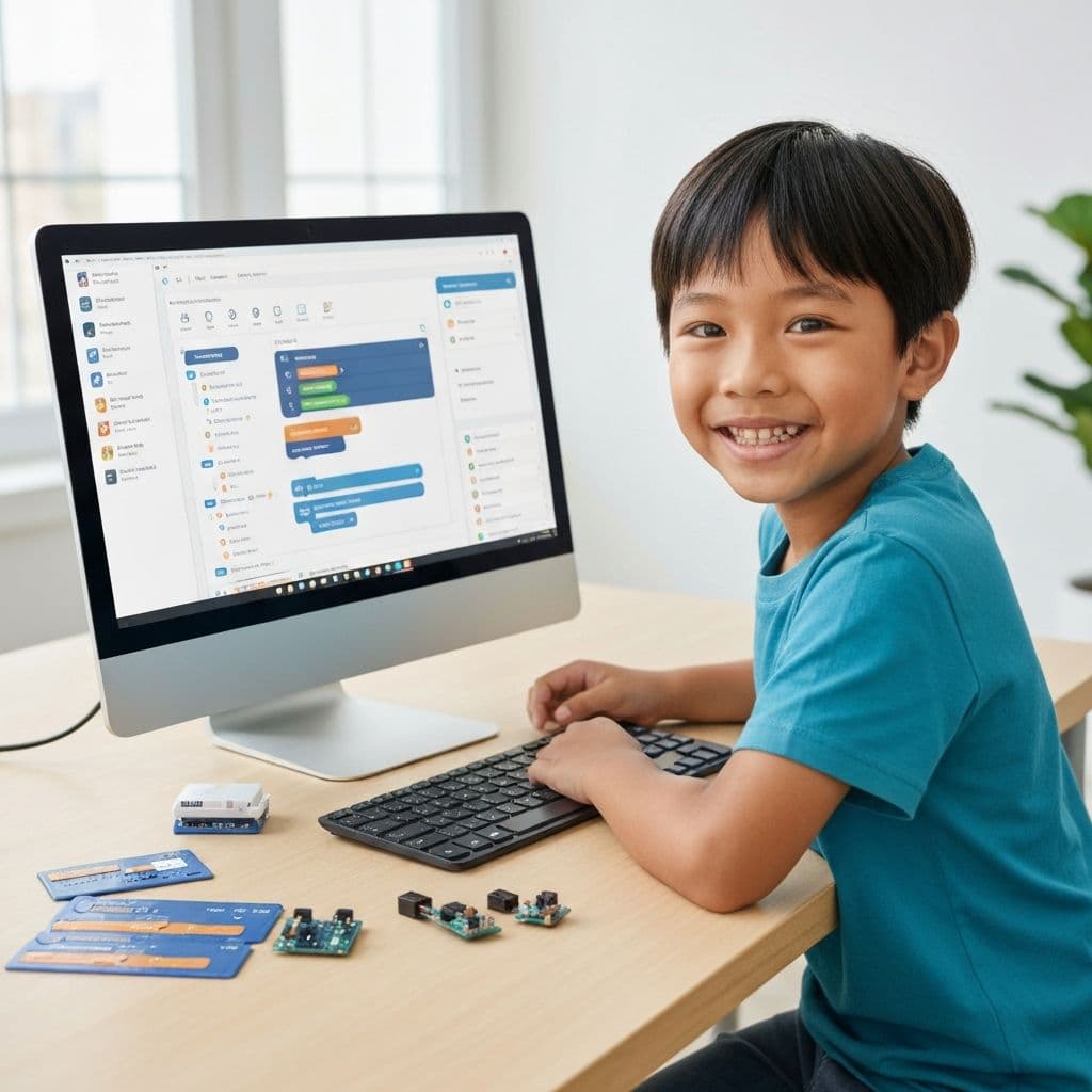 Niño creando proyecto de IA