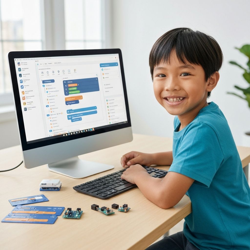 Niño creando proyecto de IA